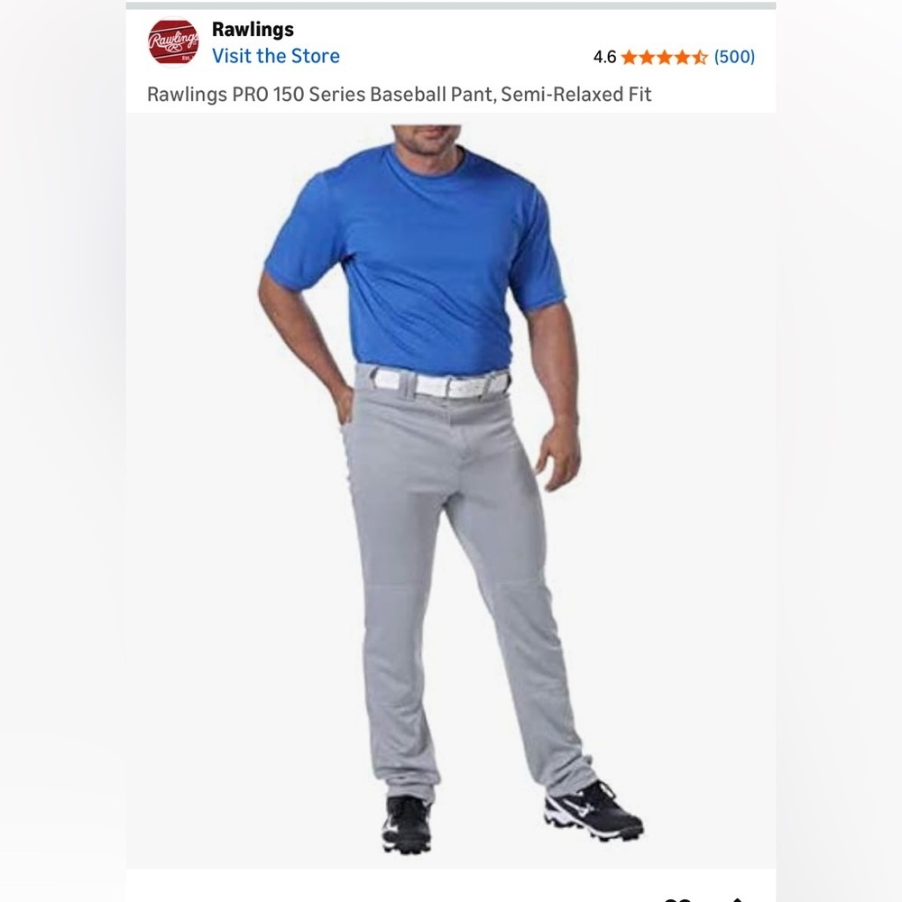Rawlings Pro 150 Baseball Pants - Gray with Navy Stripe - Picture 3 of 4